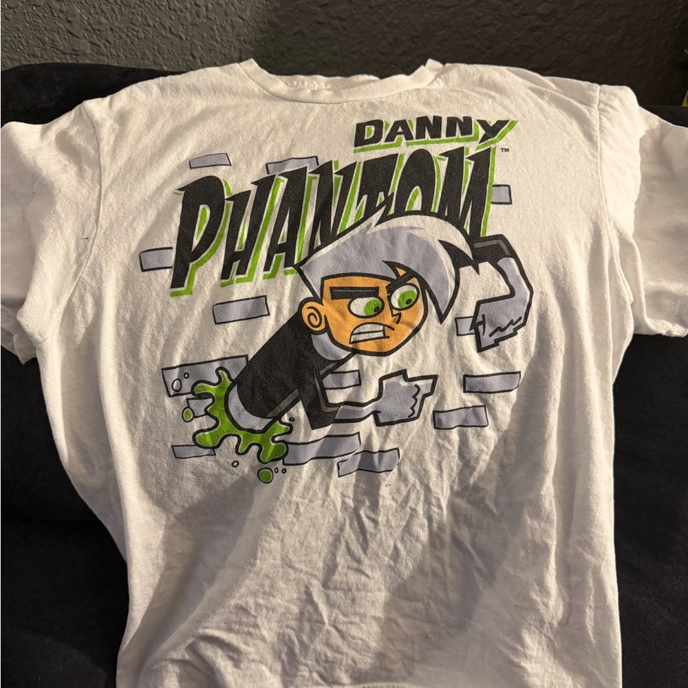 White T-Shirt with Green and Black Graphic